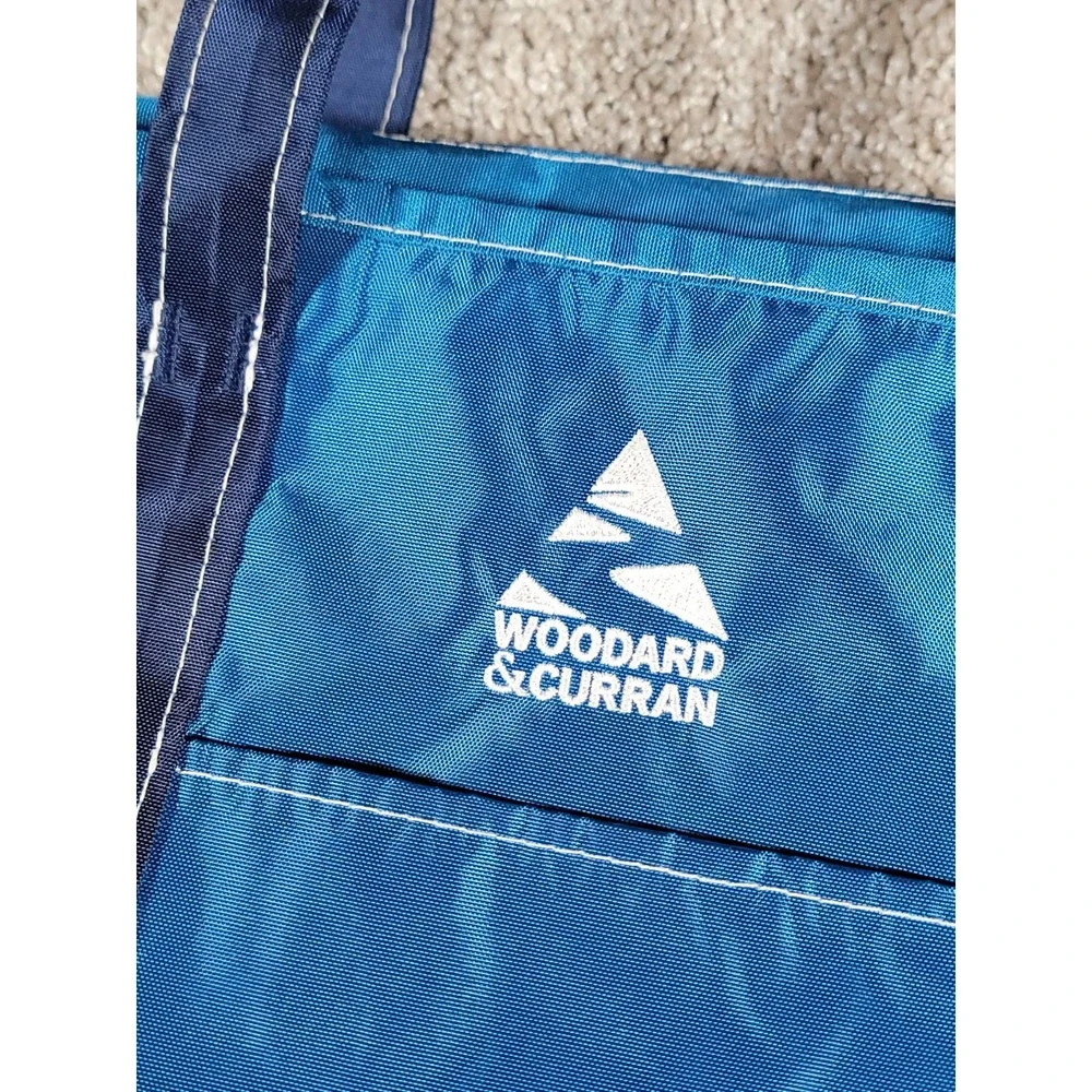 Vintage LL Bean Blue Nylon Tote Bag Blue Medium Everyday Lightweight Beach LOGO